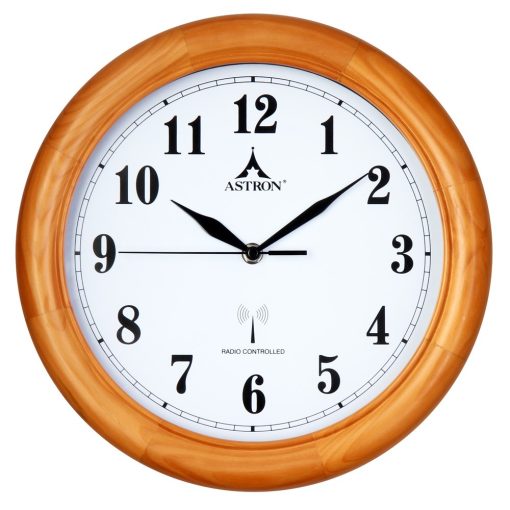 Astron fa falióra, quartz, körte színű tok, fehér számlap, rádiokontrollos
