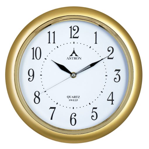 Astron falióra, quartz, arany színű műanyag tok, fehér színű arab számos számlap, sweep