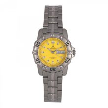 ASTRON 5015-9 női karóra, szürke színű titánium tok, titánium csat, sárga számlap, keményített ásványüveg, quartz szerkezet, 100 m (10 ATM) vízállóság