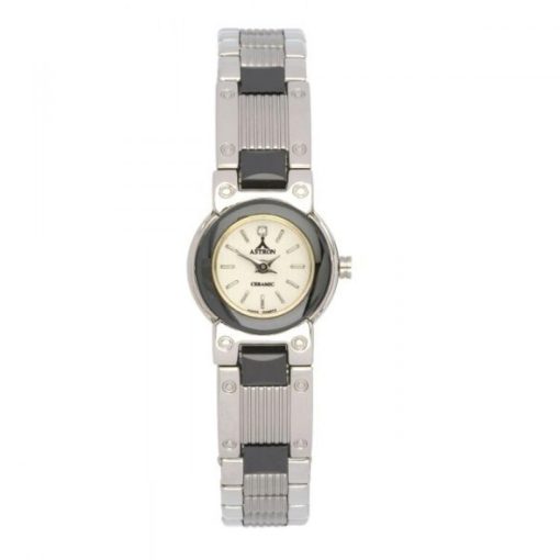 ASTRON 5021-7 női karóra, ezüst színű kerámia tok, ezüst színű kerámia csat, fehér számlap, keményített ásványüveg, quartz szerkezet, cseppmentes vízállóság