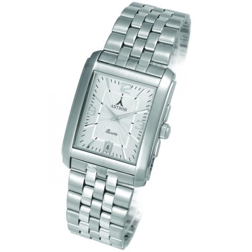 ASTRON 5029-7 férfi karóra, ezüst színű nemesacél tok, ezüst színű nemesacél csat, fehér számlap, keményített ásványüveg, quartz szerkezet, cseppmentes vízállóság