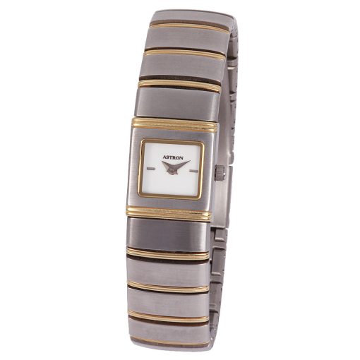 ASTRON 5063-7 női karóra, bicolor színű nemesacél tok, bicolor nemesacél csat, fehér számlap, keményített ásványüveg, quartz szerkezet, cseppmentes vízállóság