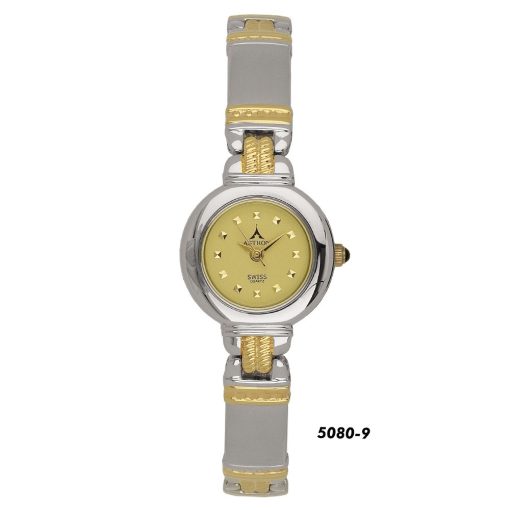 ASTRON 5080-9 női karóra, ezüst színű fém tok, bicolor fémcsat, arany színű számlap, keményített ásványüveg, quartz szerkezet, cseppmentes vízállóság