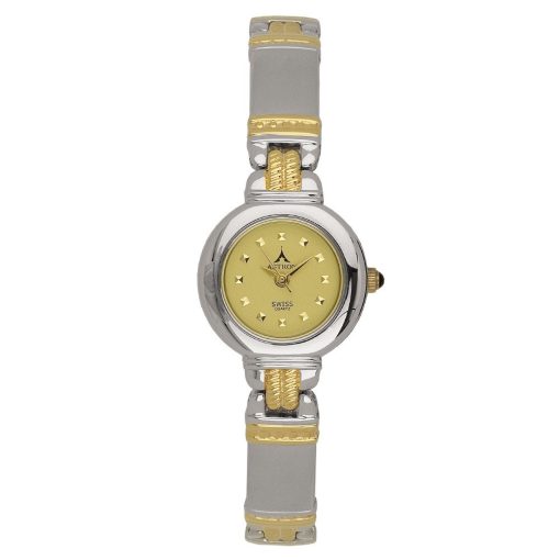 ASTRON 5080-9 női karóra, ezüst színű fém tok, bicolor fémcsat, arany színű számlap, keményített ásványüveg, quartz szerkezet, cseppmentes vízállóság