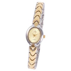   ASTRON 5084-9 női karóra, bicolor színű nemesacél tok, bicolor nemesacél csat, pezsgőszínű számlap, keményített ásványüveg, quartz szerkezet, cseppmentes vízállóság