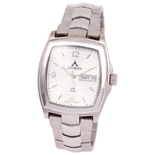 ASTRON 5141-7 divatos férfi karóra, ezüst színű nemesacél tok, ezüst színű nemesacél csat, ezüst színű számlap, keményített ásványüveg, quartz szerkezet, 50 m (5 ATM) vízállóság