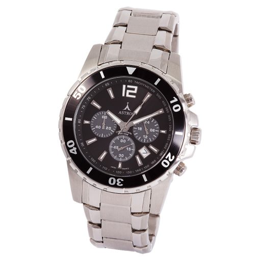 ASTRON 5198-1 férfi karóra, chronograph, ezüst színű nemesacél tok, ezüst színű nemesacél csat, fekete számlap, keményített ásványüveg, quartz szerkezet, 100 m (10 ATM) vízállóság