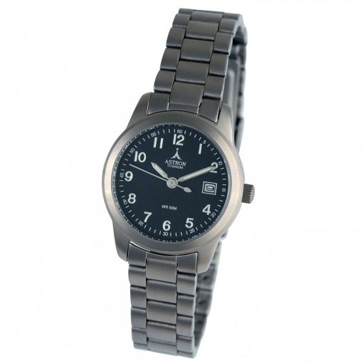 ASTRON 5216-1 női karóra, szürke színű titánium tok, titánium csat, fekete számlap, keményített ásványüveg, quartz szerkezet, 50 m (5 ATM) vízállóság