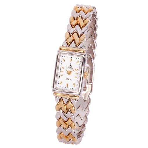 ASTRON 5255-7 női karóra, bicolor színű fém tok, bicolor fémcsat, fehér számlap, keményített ásványüveg, quartz szerkezet, cseppmentes vízállóság