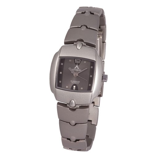 ASTRON 5260-1 női karóra, szürke színű alumínium tok, szürke alumínium csat, szürke számlap, keményített ásványüveg, quartz szerkezet, cseppmentes vízállóság
