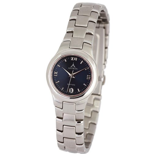 ASTRON 5267-2 divatos női karóra, ezüst színű nemesacél tok, ezüst színű nemesacél csat, római számos kék számlap, zafírüveg, quartz szerkezet, cseppmentes vízállóság