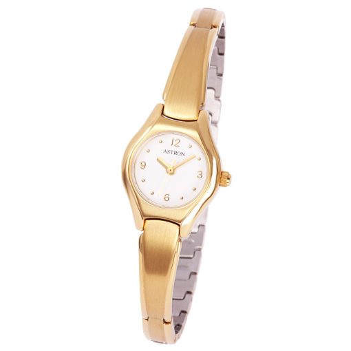 ASTRON 5284-8 női karóra, arany színű nemesacél tok, arany színű nemesacél csat, arab számos fehér számlap, keményített ásványüveg, quartz szerkezet, 50 m (5 ATM) vízállóság