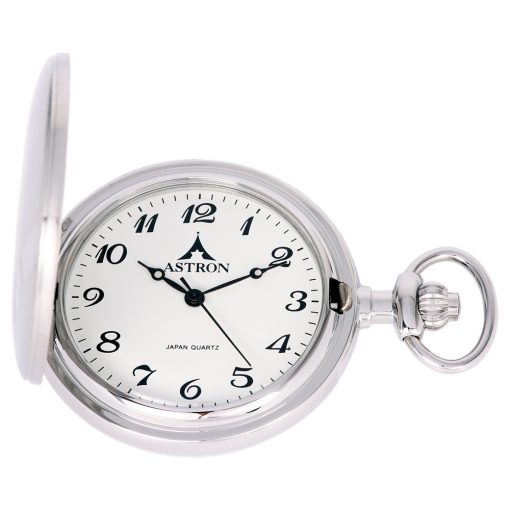 Astron férfi zsebóra, quartz, ezüst színű fémtok, fehér / arab számos számlap