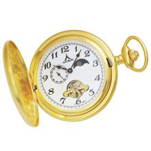 Astron férfi zsebóra, mechanikus, arany színű fémtok, fehér színű / arab számos számlap