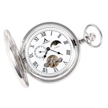 Astron férfi zsebóra, mechanikus, ezüst színű fémtok, fehér / római számos számlap