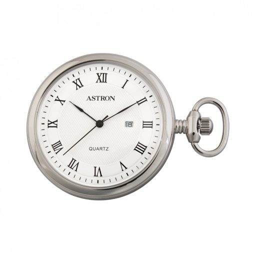 Astron férfi zsebóra, swiss quartz, ezüst színű fémtok, fehér / római számos számlap