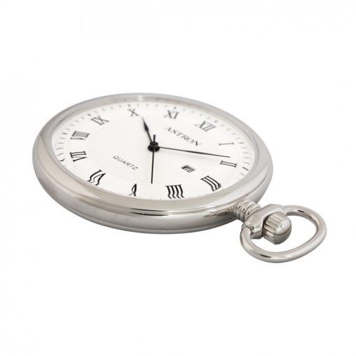 Astron férfi zsebóra, swiss quartz, ezüst színű fémtok, fehér / római számos számlap