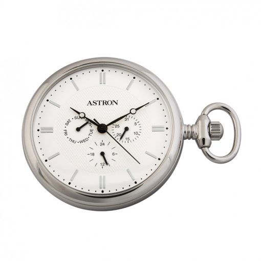 Astron férfi zsebóra, quartz, ezüst színű fémtok, fehér / római számos számlap
