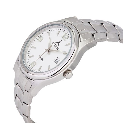 ASTRON 5413-7 divatos férfi karóra, ezüst színű nemesacél tok, ezüst színű nemesacél csat, arab számos fehér számlap, keményített ásványüveg, quartz szerkezet, 50 m (5 ATM) vízállóság