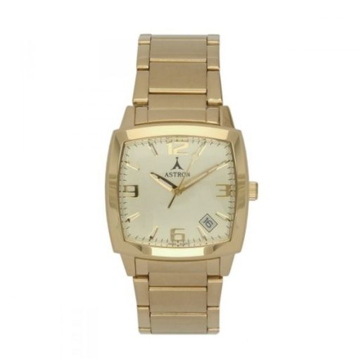 ASTRON 5463-9 férfi karóra, arany színű nemesacél tok, arany színű nemesacél csat, pezsgőszínű számlap, keményített ásványüveg, quartz szerkezet, cseppmentes vízállóság