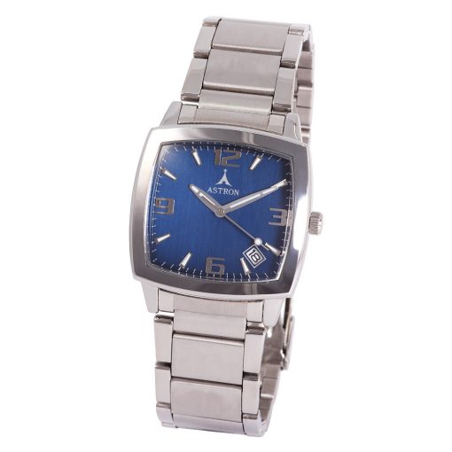 ASTRON 5464-2 férfi karóra, ezüst színű fém tok, ezüst színű fémcsat, kék számlap, keményített ásványüveg, quartz szerkezet, cseppmentes vízállóság