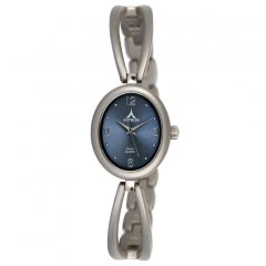   ASTRON 5471-2 női karóra, ékszeróra, szürke színű titánium tok, titánium csat, kék számlap, keményített ásványüveg, quartz szerkezet, cseppmentes vízállóság