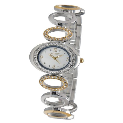 ASTRON 5500-7 női karóra, ékszeróra, bicolor nemesacél tok, bicolor nemesacél csat, fehér számlap, keményített ásványüveg, quartz szerkezet, cseppmentes vízállóság