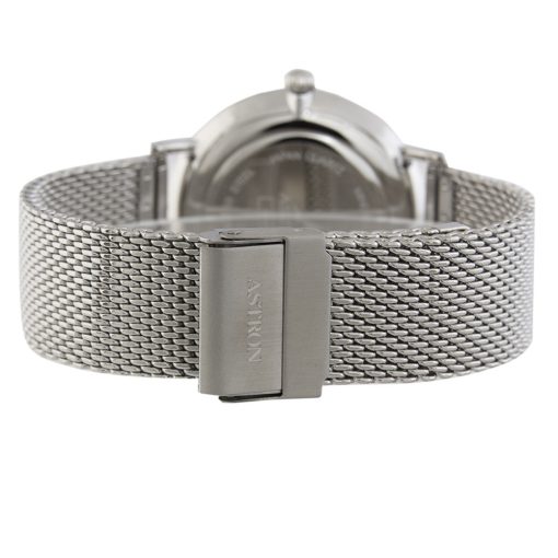 ASTRON 5505-1 férfi karóra, ezüst színű nemesacél tok, ezüst színű nemesacél csat, fekete számlap, keményített ásványüveg, quartz szerkezet, cseppmentes vízállóság