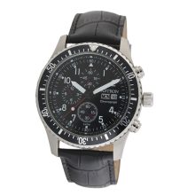 ASTRON 5508-0 férfi karóra, ezüst színű nemesacél tok, fekete bőrszíj, fekete számlap, keményített ásványüveg, chronograph quartz szerkezet, 50 m (5 ATM) vízállóság