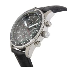 ASTRON 5508-0 férfi karóra, ezüst színű nemesacél tok, fekete bőrszíj, fekete számlap, keményített ásványüveg, chronograph quartz szerkezet, 50 m (5 ATM) vízállóság