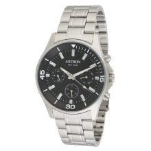 ASTRON 5510-1 sportos férfi karóra, ezüst színű nemesacél tok, ezüst színű nemesacél csat, fekete számlap, keményített ásványüveg, multifunkciós quartz szerkezet, 50 m (5 ATM) vízállóság
