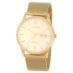   ASTRON 5511-5 férfi karóra, arany színű nemesacél tok, arany színű milánói nemesacél csat, pezsgőszínű számlap, zafír, quartz szerkezet, cseppmentes vízállóság