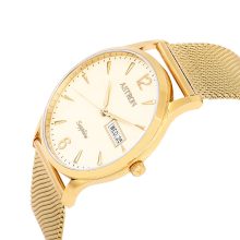 ASTRON 5511-5 férfi karóra, arany színű nemesacél tok, arany színű milánói nemesacél csat, pezsgőszínű számlap, zafír, quartz szerkezet, cseppmentes vízállóság