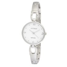 ASTRON 5513-7 női karóra, ékszeróra, ezüst színű nemesacél tok, ezüst színű nemesacél csat, fehér számlap, zafírüveg, quartz szerkezet, cseppmentes vízállóság