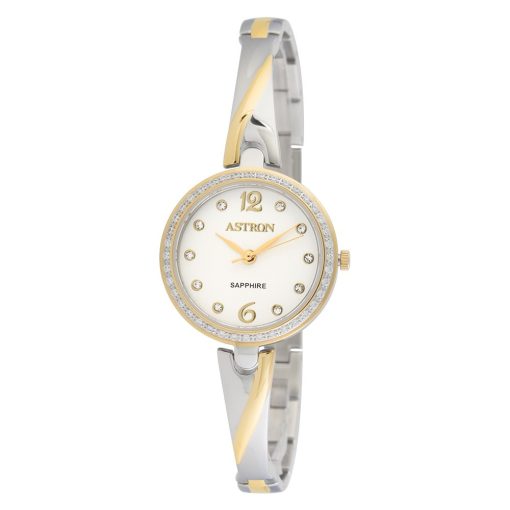 ASTRON 5514-8 női karóra, ékszeróra, bicolor nemesacél tok, bicolor nemesacél csat, fehér számlap, zafírüveg, quartz szerkezet, cseppmentes vízállóság