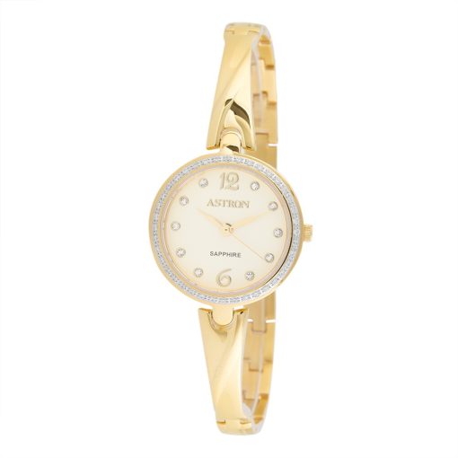 ASTRON 5514-9 női karóra, ékszeróra, arany színű nemesacél tok, arany színű nemesacél csat, pezsgőszínű számlap, zafírüveg, quartz szerkezet, cseppmentes vízállóság
