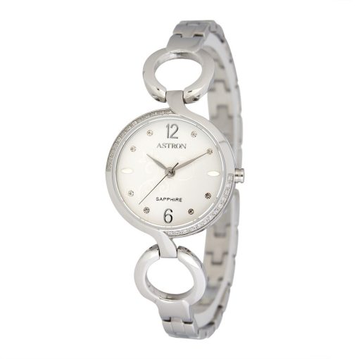 ASTRON 5515-7 női karóra, ékszeróra, ezüst színű nemesacél tok, ezüst színű nemesacél csat, fehér számlap, zafírüveg, quartz szerkezet, cseppmentes vízállóság