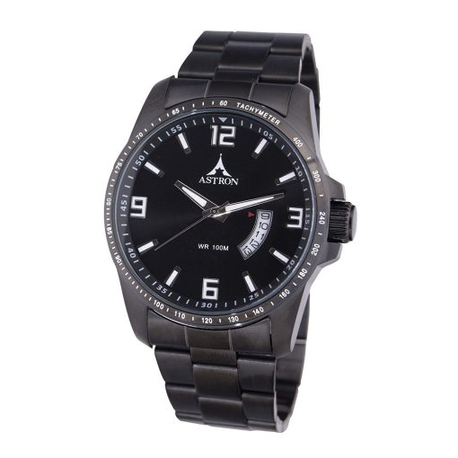 ASTRON 5517-1 férfi karóra, fekete színű nemesacél tok, fekete nemesacél csat, fekete számlap, keményített ásványüveg, quartz szerkezet, 100 m (10 ATM) vízállóság