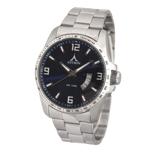 ASTRON 5517-2 férfi karóra, ezüst színű nemesacél tok, ezüst színű nemesacél csat, kék számlap, keményített ásványüveg, quartz szerkezet, 100 m (10 ATM) vízállóság