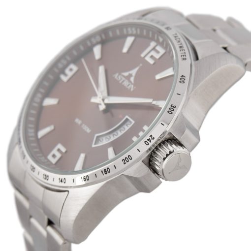 ASTRON 5517-5 férfi karóra, ezüst színű nemesacél tok, ezüst színű nemesacél csat, barna számlap, keményített ásványüveg, quartz szerkezet, 100 m (10 ATM) vízállóság