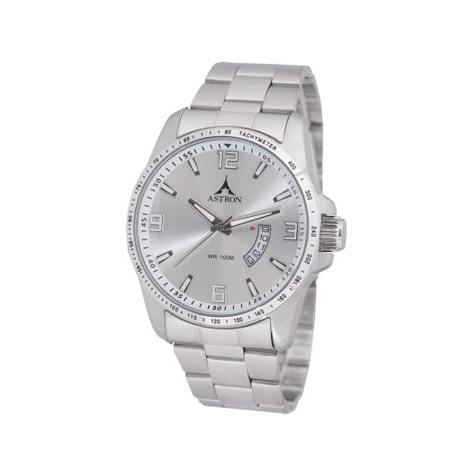 ASTRON 5517-7 férfi karóra, ezüst színű nemesacél tok, ezüst színű nemesacél csat, ezüst színű számlap, keményített ásványüveg, quartz szerkezet, 100 m (10 ATM) vízállóság