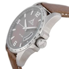 ASTRON 5519-5 férfi karóra, ezüst színű nemesacél tok, barna bőrszíj, barna számlap, keményített ásványüveg, quartz szerkezet, 100 m (10 ATM) vízállóság