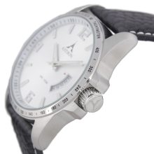 ASTRON 5519-7 férfi karóra, ezüst színű nemesacél tok, fekete bőrszíj, ezüst színű számlap, keményített ásványüveg, quartz szerkezet, 100 m (10 ATM) vízállóság