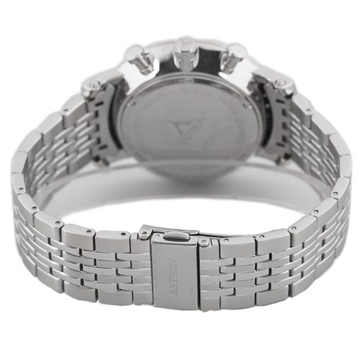 ASTRON 5520-1 férfi karóra, multifunkciós, ezüst színű nemesacél tok, ezüst színű nemesacél csat, fekete számlap, keményített ásványüveg, quartz szerkezet, 50 m (5 ATM) vízállóság