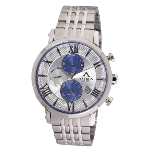 ASTRON 5520-2 férfi karóra, multifunkciós, ezüst színű nemesacél tok, ezüst színű nemesacél csat, ezüst színű számlap, keményített ásványüveg, quartz szerkezet, 50 m (5 ATM) vízállóság