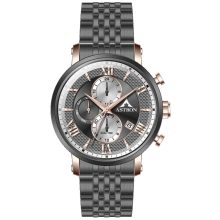 ASTRON 5520-4 férfi karóra, multifunkciós, fekete és rózsaarany színű nemesacél tok, nemesacél csat, fekete színű számlap, quartz szerkezet, 50 m (5 ATM) vízállóság