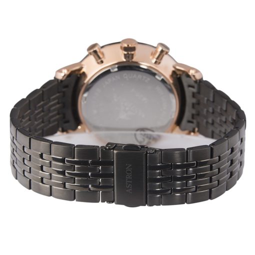 ASTRON 5520-4 férfi karóra, multifunkciós, fekete és rózsaarany színű nemesacél tok, nemesacél csat, fekete színű számlap, quartz szerkezet, 50 m (5 ATM) vízállóság