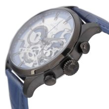 ASTRON 5523-5 férfi karóra, multifunkciós, fekete színű nemesacél tok, kék bőrszíj, kék számlap, keményített ásványüveg, quartz szerkezet, 50 m (5 ATM) vízállóság