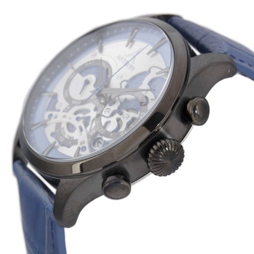 ASTRON 5523-5 férfi karóra, multifunkciós, fekete színű nemesacél tok, kék bőrszíj, kék számlap, keményített ásványüveg, quartz szerkezet, 50 m (5 ATM) vízállóság