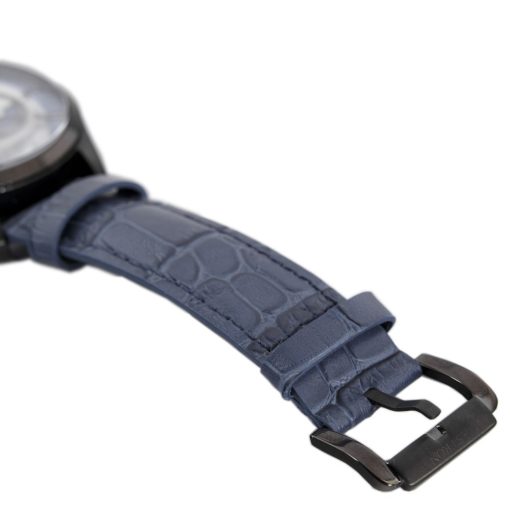 ASTRON 5523-5 férfi karóra, multifunkciós, fekete színű nemesacél tok, kék bőrszíj, kék számlap, keményített ásványüveg, quartz szerkezet, 50 m (5 ATM) vízállóság